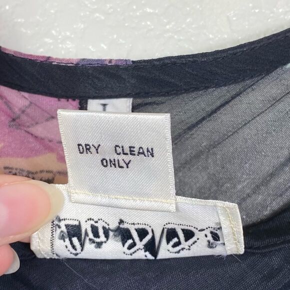 Vintage Black & Purple Floral Knee Length Slip Dress - Picture 7 of 7